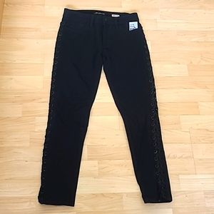 Mavi Womens Adriana Ankle Mid Rise Super Skinny Lace up Sexy Black Jeans Size 27